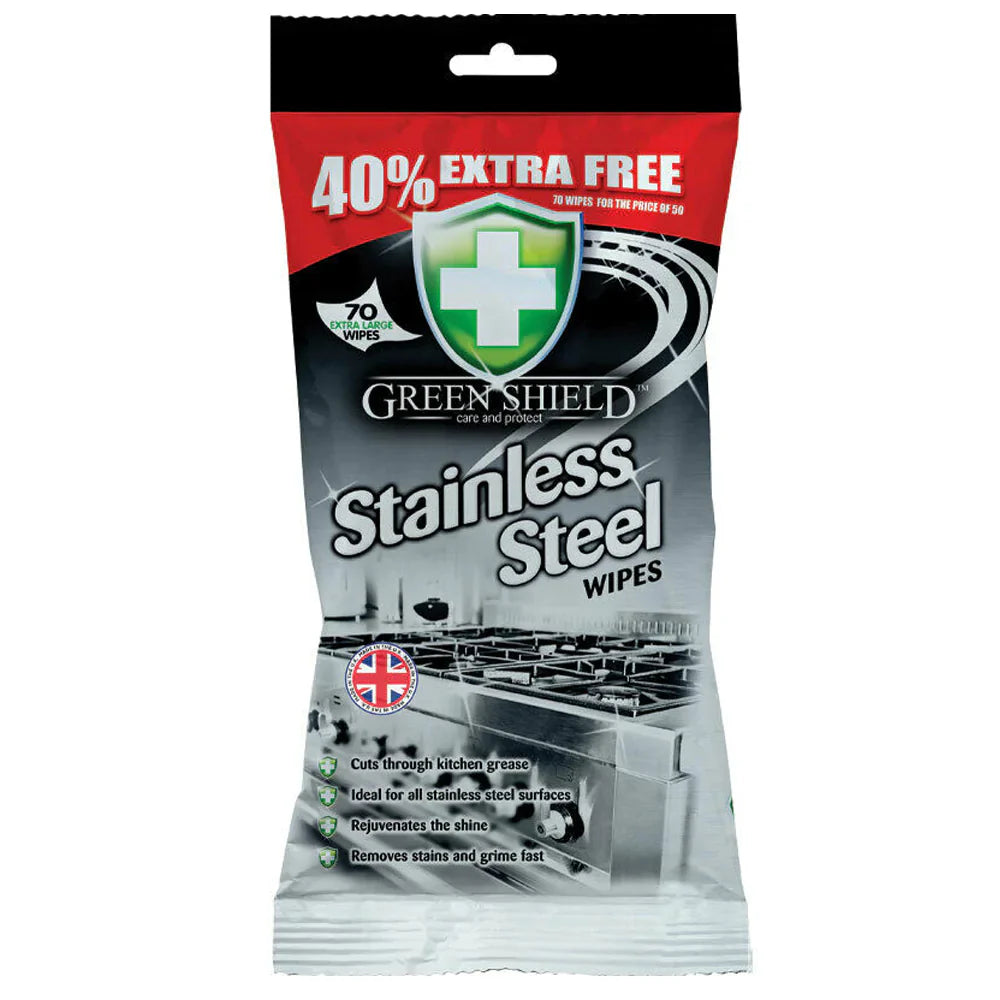 Green Shield Stainless Steel 70 Wipes 12 Pack - Premium Quality Tissue Online - Product Image Green Shield Stainless Steel 70 Wipes 12 Pack - Premium Quality Tissue Online - Product Image